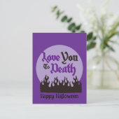 Halloween Custom Whimsical Funny Modern Lila Postkarte (Stehend Vorderseite)