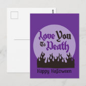 Halloween Custom Whimsical Funny Modern Lila Postkarte (Vorne/Hinten)