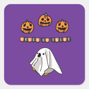Halloween Custom Whimsical Funny Modern Lila Quadratischer Aufkleber