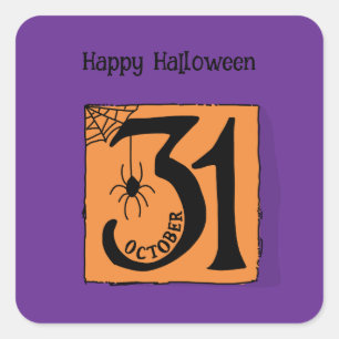 Halloween Custom Whimsical Funny Modern Lila Quadratischer Aufkleber