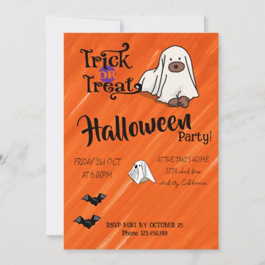 Halloween Custom Whimsical Funny Modern Orange Einladung (Vorderseite)