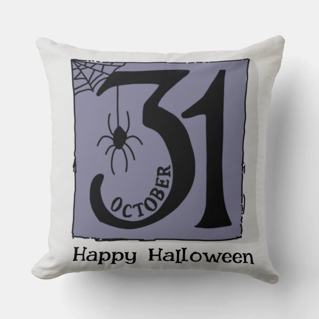 Halloween Custom Whimsical Funny Okt.31 Lila Kissen (Vorderseite)