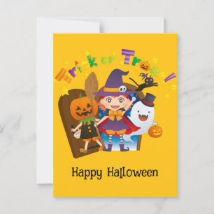 Halloween Custom Whimsical Niedlich Hexenmädchen Postkarte