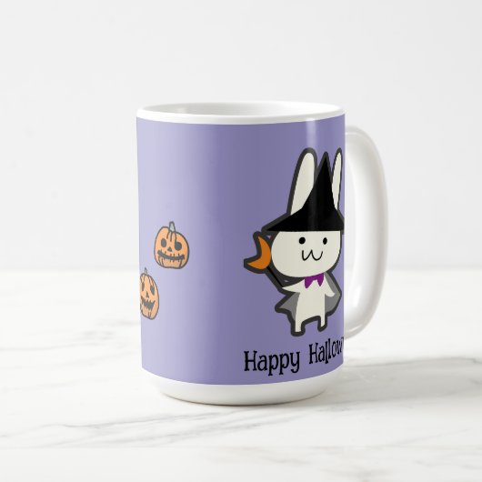 Halloween Custom Whimsical Niedlich Wizard Rabbit Kaffeetasse (VorderseiteRechts)