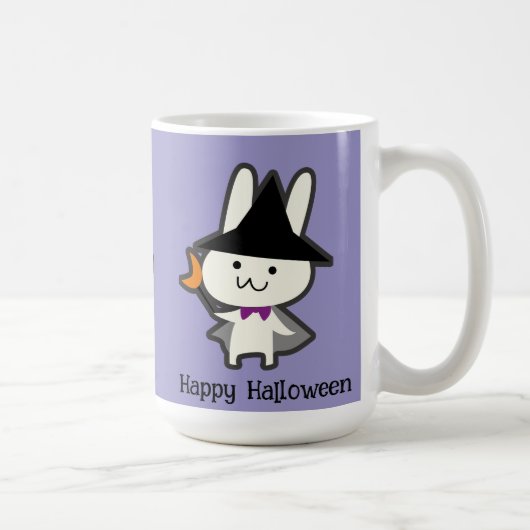 Halloween Custom Whimsical Niedlich Wizard Rabbit Kaffeetasse (Rechts)