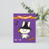 Halloween Custom Whimsical Niedlich Wizard Rabbit Postkarte (Stehend Vorderseite)