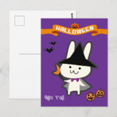 Halloween Custom Whimsical Niedlich Wizard Rabbit Postkarte (Vorne/Hinten)