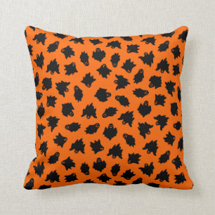 Halloween Customize Orange Ghost Cotton 16"X16" Kissen