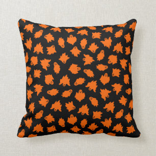 Halloween Customize Orange Ghost Cotton 16"X16" Kissen