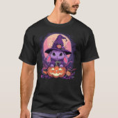 Halloween Cute Bunny Rabbit Witch Hat Jack o Lante T-Shirt (Vorderseite)