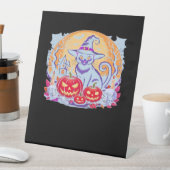 Halloween Cute Ghost Pumpkin Cat Classic T-Shirt Sockelschild (In Situ)