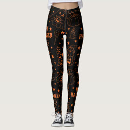 Halloween Cute Kawaii Outline Leggings