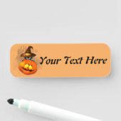 Halloween Cute Kitty Witch and Pumpkin Friend Namensschild (Beispiel)