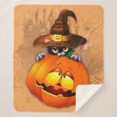 Halloween Cute Kitty Witch and Pumpkin Friend Sherpadecke (Vorderseite)