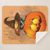 Halloween Cute Kitty Witch and Pumpkin Friend   Sherpadecke (Vorderseite (Horizontal))