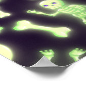 Halloween Cute Spooky Glowing Skeleton Bones Skull Poster (Ecke)