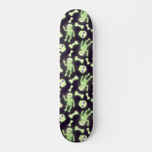 Halloween Cute Spooky Glowing Skeleton Bones Skull Skateboard (Vorne)