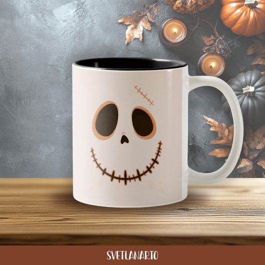 Halloween Cute Stitched Skull Skeleton Coffee Mug Zweifarbige Tasse