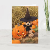 Halloween Cute Teddy Bear und Jack O Lantern Karte (Vorderseite)