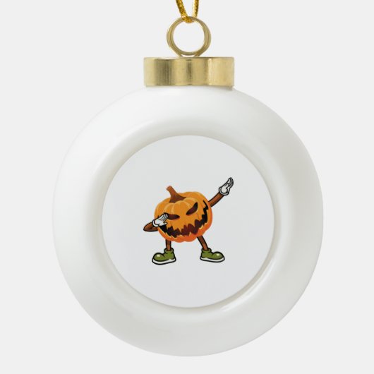 Halloween Dabbing Kürbislaterne Pumpkin Halloween Keramik Kugel-Ornament (Vorderseite)