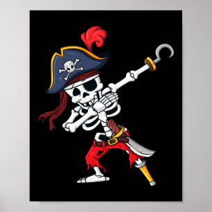 Halloween Dabbing Pirate Skeleton Fun Dab Boys Gir Poster