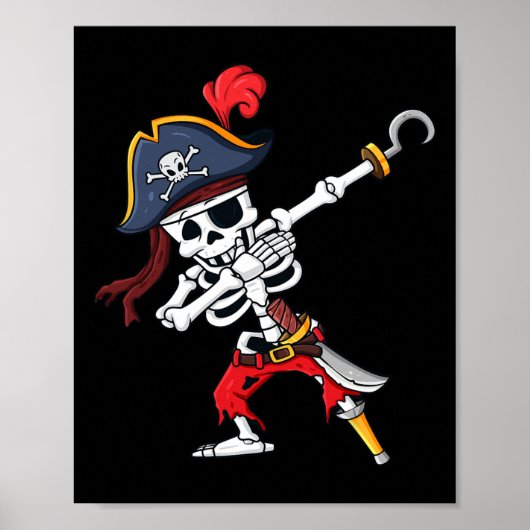Halloween Dabbing Pirate Skeleton Fun Dab Boys Gir Poster (Vorne)