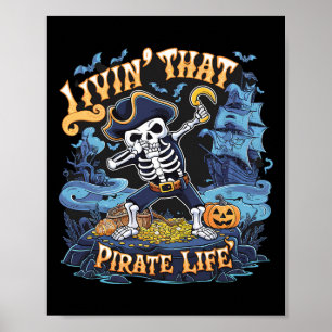 Halloween Dabbing Pirate Skeleton Simple Halloween Poster