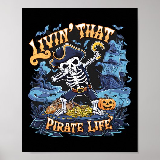 Halloween Dabbing Pirate Skeleton Simple Halloween Poster (Vorne)