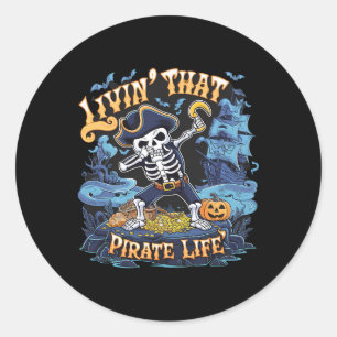 Halloween Dabbing Pirate Skeleton Simple Halloween Runder Aufkleber