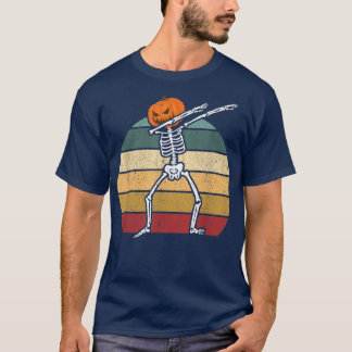 Halloween Dabbing Skeleton Beängstigend Pumpkin Ja T-Shirt