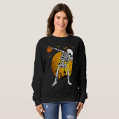 Halloween Dabbing Skeleton Pumpkin Spooky Illustra Sweatshirt (Vorne ganz)