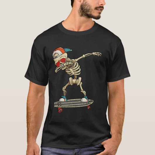 Halloween Dabbing Skeleton Skater Skateboard Shirt (Vorderseite)