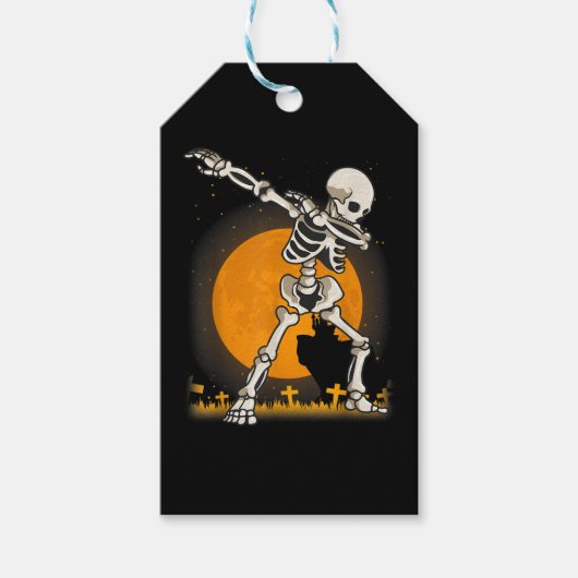 Halloween Dabbing Skelettkostüm Geschenkanhänger (Vorderseite)
