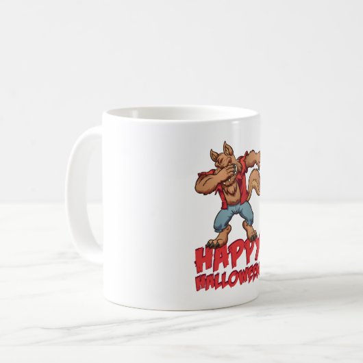 Halloween Dabbing Werwolf Halloween-Kostüm Kaffeetasse (Vorderseite Links)