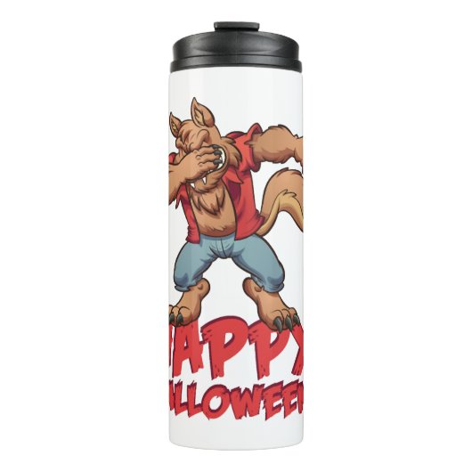 Halloween Dabbing Werwolf Halloween-Kostüm Thermosbecher (Vorderseite)
