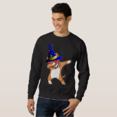 Halloween Dabbing Wizard Pitbull Puppy Dog Hexe H Sweatshirt (Vorne ganz)
