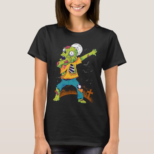 Halloween Dabbing Zombie Dab In Graveyard Fun Und T-Shirt (Vorderseite)