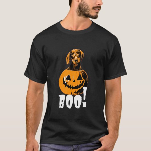 Halloween Dachshund Dog Halloween Pumpkin Boo T-Shirt (Vorderseite)