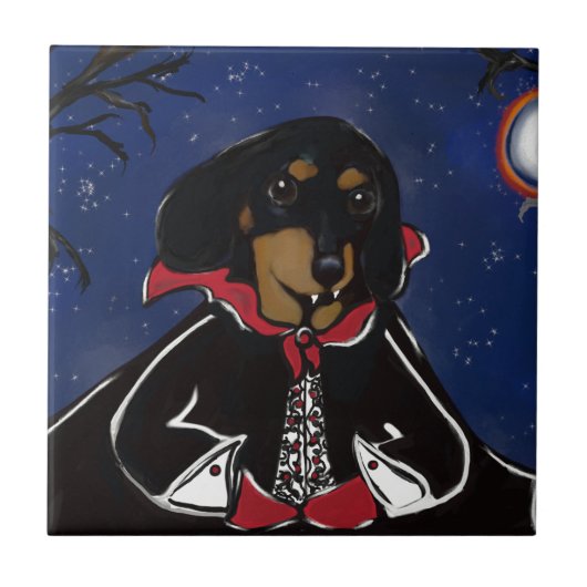 Halloween Dachshund Fliese (Vorderseite)