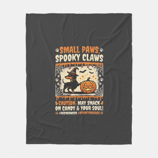 Halloween Dachshund Gruselige Warnung Fleecedecke (Vorderseite)