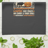 Halloween Dachshund Gruselige Warnung Geschirrtuch (Gefaltet)