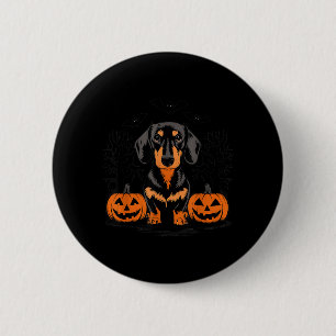 Halloween Dachshund Hund mit schwarzem und braunem Button