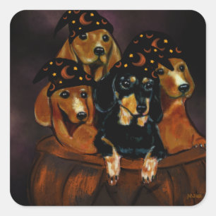 Halloween-Dachshunde Quadratischer Aufkleber