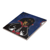 Halloween-Dackel Fliese (Seite)