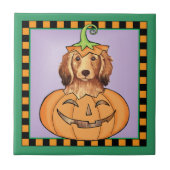 Halloween-Dackel Fliese (Vorderseite)