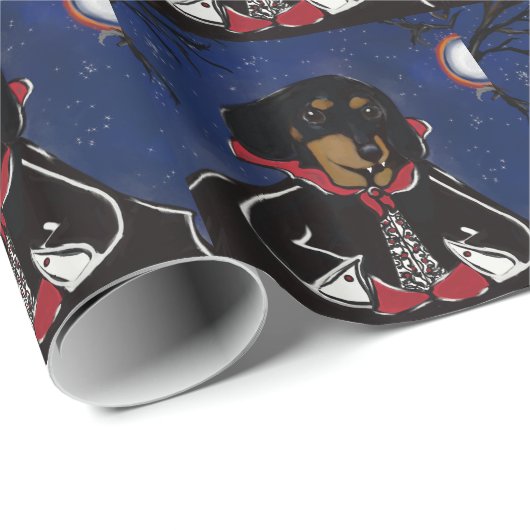 Halloween-Dackel Geschenkpapier (Rolleneckpunkt)
