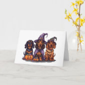Halloween Dackel Hexenhunde Karte (Gelbe Blume)