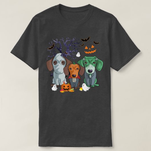 Halloween Dackel Hund Beängstigende Halloween-Kost T-Shirt (Design vorne)