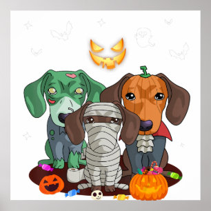 Halloween Dackel Hund Hexe Niedliche Geschenkidee Poster