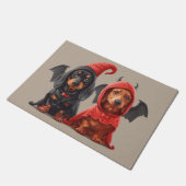 Halloween Dackel Hunde Devil Bat Fußmatte (Schrägansicht)